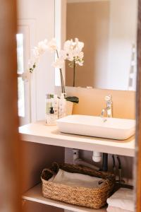 a bathroom counter with a sink and a mirror at Bastide Saint-Didier in Saint-Didier +58 photos