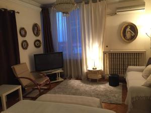 ベオグラードにあるApartment Baroqueのソファとテレビのあるリビングルーム