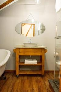 ein Badezimmer mit Waschbecken und Spiegel in der Unterkunft De Witte Loft in Newcastle + 71 Fotos