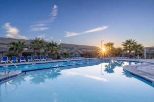 a large swimming pool with chairs and palm trees at Adventures Base! Family Friendly w heated community pool in Washington