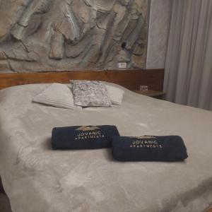 a bed with two pillows on top of it at Apartman Jovanic in Divčibare +15 photos