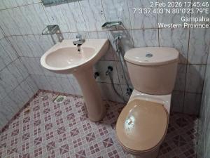a bathroom with a toilet and a sink at Slayan-1 properties in Mudungoda