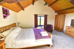 a bedroom with a large bed and a tv at 2 Bed in Llandinam oc-waa377 in Llandinam
