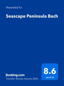 a screenshot of a cell phone with the text upgraded to seagate peniscula at Seascape Peninsula Bach in Kaitaia