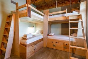 a bunk bed room with two bunk beds and a ladder at The Crash Pad: An Uncommon Hostel in Chattanooga