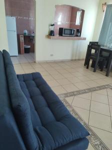 a blue couch in the middle of a living room at Private apartment La Paz baja in La Paz