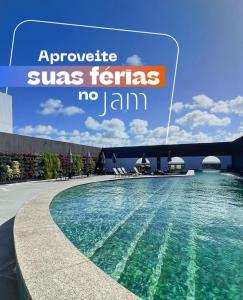 an image of a swimming pool with the words ayasy sygas ferris no at Flat beira mar Olinda Jam in Olinda +11 photos