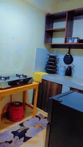 a kitchen with a stove and a counter top at LJ Homes in Kisii