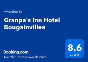 a screenshot of a cell phone with the words grandpas inn hotel brou at Granpa's Inn Hotel Bougainvillea in Anjuna