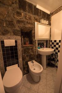 ヴィテルボにあるAl Ponte Levatoio Pianoscaranoの石造りのバスルーム(トイレ、シンク付)