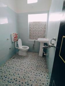 a bathroom with a toilet and a sink at Anand Nivas Homestay 10 Mins from Mandir in Deoghar