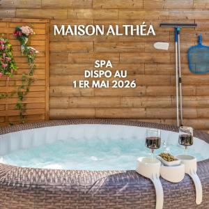 a jacuzzi tub at the mission alfa spa spa disneyued at Maison Althéa - Calme, Spa & Extérieur plein sud in Lempty