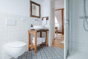 a bathroom with a toilet and a sink at Apartmaji Matec in Fala