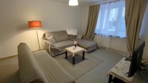a living room with a couch and a table at Apartament Pola in Piła