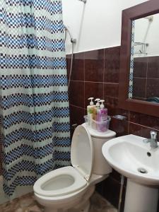 a bathroom with a toilet and a sink at La Bottega Pension House in Roxas
