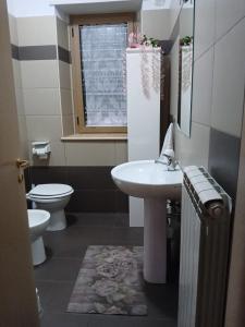 a bathroom with a sink and a toilet and a window at B&B SAN NAZZARO in Monteroduni