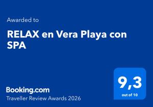 a screenshot of a cell phone with the text relax an vegas playa spa at RELAX en Vera Playa con SPA con Ventiladores de techo y aire acondicionado in Vera