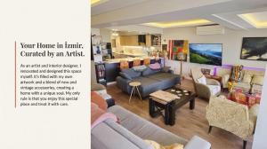 a living room with a couch and a table at Elegant & Cozy Retreat Home, City Center Gem, At the Seaside, Steps from the Tram in Konak