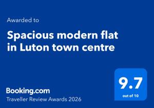 a blue sign with the words serotonin modern flat in luton town centre at Spacious modern flat in Luton town centre in Luton