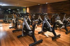 a row of tread machines in a gym at Nima bay in Puerto Vallarta