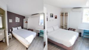 Un pat sau paturi într-o cameră la Le Rialto Hôtel Parc Des Expositions