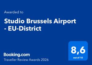 a blue sign that reads studio brushes airport eu district at Studio Brussels Airport - EU-District in Zaventem +3 photos