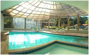 a large swimming pool with a large glass dome at Caparaó Parque Hotel in Caparaó Velho