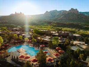 an aerial view of a resort with mountains in the background at Hyatt Vacation Club at Pinon Pointe, Sedona in Sedona