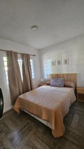 a bedroom with a large bed and two windows at La Soñada - cabañas in Cruz del Eje +22 photos