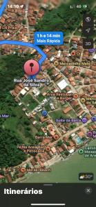 a map of a city with a red circle at Flats Raízes da Barra - Terceiro in Maragogi