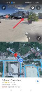 a screenshot of a map of a street with a red arrow at Mizpah Apartelle in Tagbilaran City
