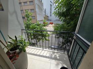 a balcony with potted plants on a building at Vane Bravo in Mar del Plata