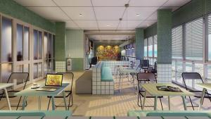 a rendering of a restaurant with tables and chairs at Stallionz by KLIQ in Ipoh +20 photos