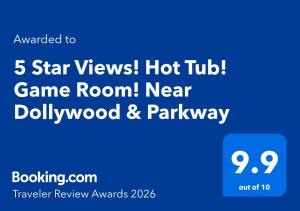 a screenshot of a phone with the words game room and parkway at Million Dollar Views with Hot Tub and Pool Near Dollywood in Sevierville +56 photos