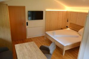 a small room with a bed and a tv at Ferienwohnung Davenna in Vandans