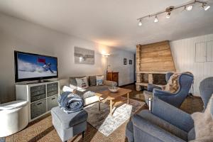 a living room with a couch and a tv at Appartement Tzoum'Azur 6 in La Tzoumaz