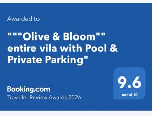 a screenshot of the online and bloom entrance villa with pool and private parking at "Olive & Bloom" entire vila with Pool & Private Parking in Berat