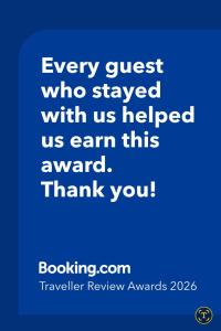 a blue background with the words ever guest who stayed with us helped us earn this at Vico Farinella 12 Small Room in Polignano a Mare +9 photos
