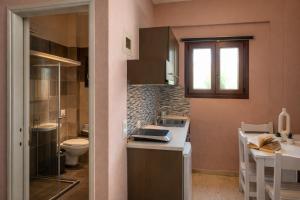 a bathroom with a sink and a toilet in it at Villa Fotini in Syvota