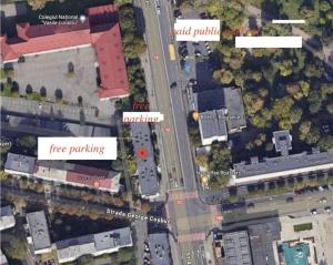 a map of a city with a tree parking lot at Summit Ultracentral in Baia Mare