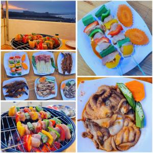 a collage of four pictures of different food items at Homestay Hưởng Thụ - Nhơn Lý in Quy Nhon