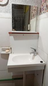 a bathroom with a white sink and a mirror at ApartCarina in General Acha