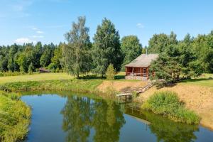 a house on a hill next to a river at Privatus namelis gamtoje greta Trakų in Daugirdiškės