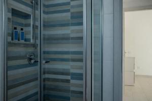 a shower with a glass door in a bathroom at Residenza Sa Olia in Budoni