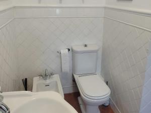 a white bathroom with a toilet and a sink at L'Alcova tra gli ulivi in Zoagli