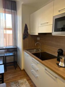 a kitchen with a sink and a counter top at Comfort Accommodation Room in Bergamo