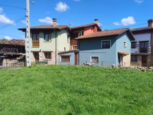 a house sitting on top of a lush green field at Casa rural Angelita in Cangas de Onís