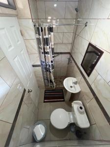 a bathroom with a toilet and a sink at Hostal JV Loft Simple in Nogales
