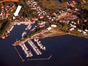 an aerial view of a marina with a bunch of boats at Ferienwohnung 7 Katharina mit Balkon in Lauterbach