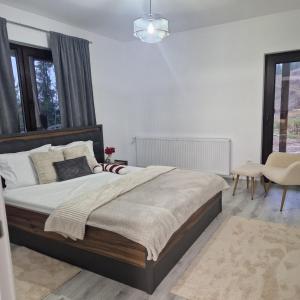 a bedroom with a large bed in a room at La Olivia în Pădure in Tihuţa
